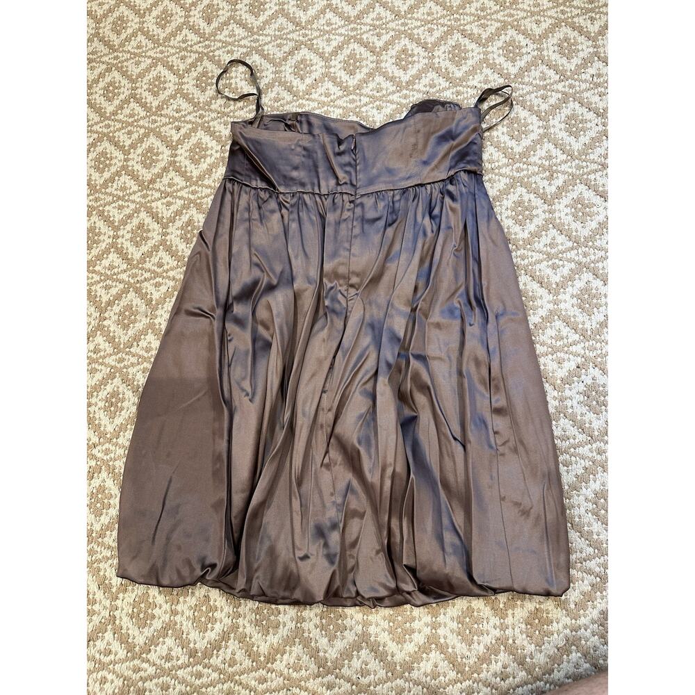 French Connection Sheree Satin Bubble Dress Size 6 Smoky Quartz Brown NWT $218